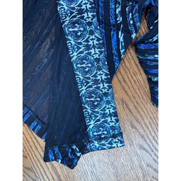 Chicos Travelers Womens Navy Ombre Auden Strip Jacket Size 1/Medium Sheer - Picture 8 of 11